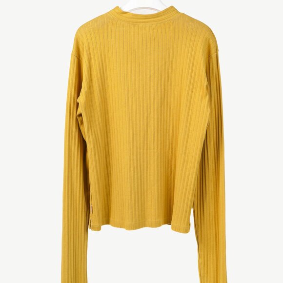 Marni Chartreuse Cotton Ribbed-Knit Mock Neck Top - Picture 2 of 11